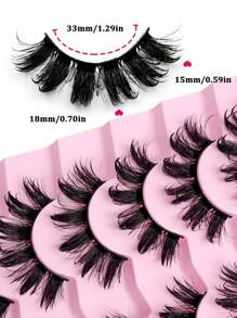 Sibeuna 7 Pairs Moisturizing Effect False Eyelashes, Thick & Long, Dramatic Lashes, Cartoon Faux Mink Eyelashes, Full Strip Lashes, Makeup Essential - Bulu Mata Manga Runcing - View 2