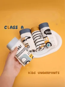 4 Quần lót hình xe kỹ thuật hoạt hình thoải mái cho bé trai - Quần đùi mềm mại, thoáng khí, thoải mái khi mặc hàng ngày - Lý tưởng cho bé trai năng động - Nhiều màu - Xem 3