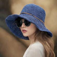 Straw Hat Bucket Hat Large Brim Hat Sun Hat Foldable Sun Hat Beach Hat Straw Hat Women's Sunblock Summer Hat When It Comes To Your Hand On A Long Journey, It May Be Folded, You Need To Unfold It And Adjust It