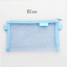 1 件简约透明网状铅笔盒，学生考试用便携式笔袋，大容量文具收纳盒 - 彩色 - 查看 9