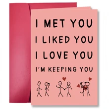 1pc Romantic Love Greeting Card | Cute Relationship Milestone Card|Anniversary & Valentine's Day Gifts|Couples Humor - Best Gift For Boyfriend