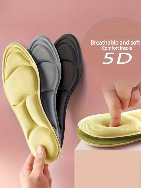 1 par de plantillas con memoria 5D, cojines suaves y transpirables con desodorante para el cuidado de los pies, accesorios para zapatos y botas