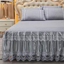 1pc European Lace Bed Skirt, Bed Cover, Bed Protective Cover, Solid Color Lace Bed Skirt (Excluding Pillowcase)
