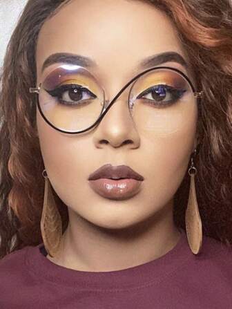 New Fashion Metal S-Shape Round Rimless Eyeglasses, Simple Minimalist Casual Everyday Wear, Suitable For Lovers, Street Style, Outdoor Gathering, Party,