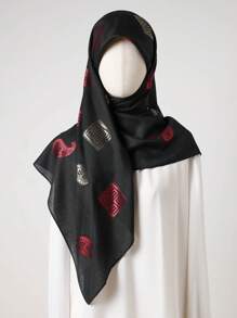 1pc Women Minimalist Paisley Pattern Metallic Wire Headscarf, Fashionable Versatile Bandana Square Scarf For Daily Wear - Multicolor - View 1