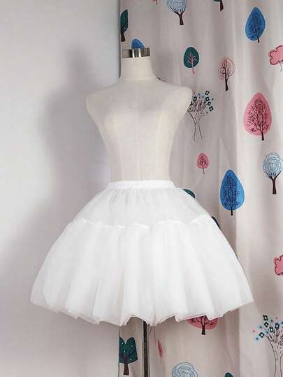 1 Stück Damen Weiß 45cm trägerlos Alltags Lolita Soft Tüll Cosplay Kleid, Unterrock Herbstkleidung für Frauen