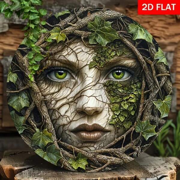 1pc Vintage Tree Face Metal Sign, 2D Flat Printed, Wall Hanging Decor, 8in Colorful Floral Design, 2D Printing, Durable Iron Wall Decoration, Suitable For Retro Decor Wall Art, Wall Decor, Room Decor, Home Decor, Restaurant Decor, Bar Decor, Cafe Decor, Garage Decor, Garden Decor, Indoor Outdoor Decor, Great For Birthday, Anniversary, Valentine's Day, Christmas, Thanksgiving, Mother's Day And Father's Day. Classic, Decorative, Gift, Random Hole Position