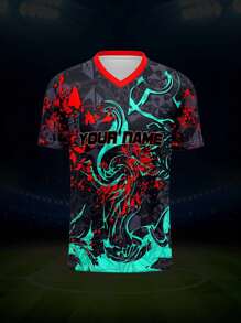 2025 Summer & Autumn Custom Your Own Jersey, Breathable Quick-Dry 210g Spring/Summer Unisex Sports Team Club Training V-Neck Football Shirt With Front & Back Printed Name, Number, Logo, Comfortable Fit For Daily, Casual, Party - Multicolor - View 3
