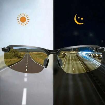 One Piece - Classic Photosensitive Color Changing Polarized Metal Frame Eyeglasses, Men's Gun Color, Half Edge/Half Edge, With Anti Glass And Color Changing Glasses, For Driving, Fishing, And Cycling Use. Half Edge/Half Edge Color Changing Metal Frame Eyeglasses, Day And Night Use, Leisure Accessories Can Be Used For Protection Glasses Accessories Easy Comfort Casual Outfits Outdoor Cycling Glasses For Summer Beach Vacation,Outdoor,Travel