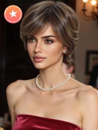 파셔너블한 8인치 화이트 하이라이트 컬리 헤어 합성 가발: 자연스러운 모습과 내열성으로 파티, 코스프레, 일상 사용에 적합합니다