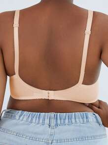 Plus Size Thin Lace Underwired Bra, Sexy Solid Color Women Lingerie, Lift