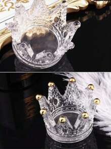 1pc Glass Crown Makeup Sponge Storage Holder, Creative Household Makeup Tool Organizer - Multicolor - View 8