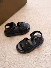 1 paire de sandales plates d'été confortables et de mode pour bébé, avec semelle souple