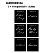 6/12 Peças/Conjunto Adesivos de Rótulo para Garrafas de Sabonete Líquido e Detergente de Louça, Decorações em Estilo Artístico de Fonte, Adesivos de Rótulo de Shampoo, Aderem Firmemente, À Prova d'Água, para Garrafas, Etiquetas de Armazenamento de Banheiro