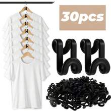 30PCS Heavy Duty Plastic Clothes Hanger Connector Hooks - Cascading Space Saver For Closet & Wardrobe Organizer, Multi-Functional Storage Accessories, Spring Home Organization Essentials