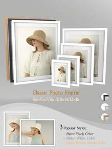1pc Classic - Style Picture Frame In 5 Sizes (12x16, 11x14, 8x10, 5x7, 4x6 Inches) And 3 Elegant Colors (Matte Black, Milky White, Light Brown Wood - Toned) - Ideal For Living Room, Bedroom & Study Decor - Multicolor - View 12