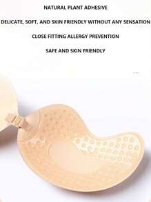 Classic Mango Shaped Adhesive Cleavage Enhancing Strapless Backless Invisible Bra Push Up Bra Inserts, Suitable For Dresses And Gowns - Black - View 6