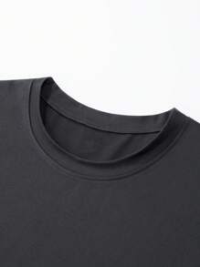 Áo ba lỗ cổ tròn in chữ đơn giản đa năng cho nam - Màu xám đen - Xem 3