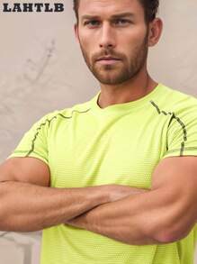 Men's Summer Casual Contrast Stitching T-Shirt - Green - View 6