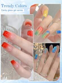 1pc 15ml Nail Dopamine Candy Glass Color Nail Polish Gel 2025 Hit Ice Transparent Sparkle, Special For Nail Art.