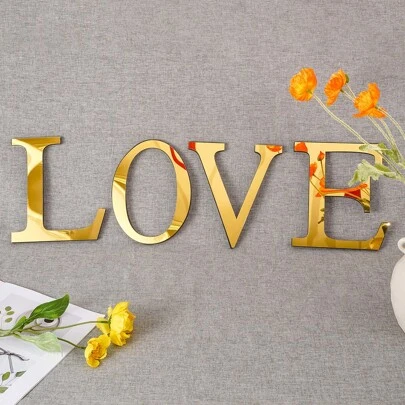 1pc Reflective Acrylic Alphabet Shaped Mirror Stickers, Self-Designed 3D Art Decals For Living Room, Bathroom, Home Office Walls Vinyl Decal, Stickers,Wall Decal, Vinyl Decal For Home Decorations,Spring Decoration Items Refresh Your Home,Rama Decoration Stickers Mirror Wall Home Decoration, PVC Removable, Stickers, Wall Decal, Vinyl Decal For Home Decorations, Spring Decoration Items Refresh Your Home, Rama Decoration Stickers Room Decor Wall Decor Bathroom Decor Bedroom Decor Room Decoration Stuff Living Room Decor House Decor Home Decor Living Room Wall Paper Wallpapers Wall Mirror Mirror For Room