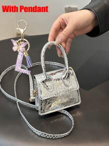 1pc Stone Pattern Handbag Mini Fashion Coin Purse Bag, Go Out Shopping Crossbody Small Square Bag Versatile Comfortable Fabric Adjustable Shoulder Strap, Light And Spacious Interior Space, Suitable For Daily Use