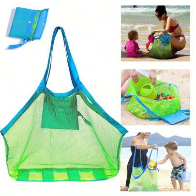 Bolsa de malla para la playa, bolsa de playa y bolsas de lona de gran tamaño, mochila tipo bolsa para llevar juguetes, toallas, apartar de la arena para llevar juguetes de niños, compras de mercado, picnic