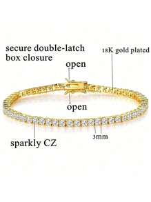 MDFUN Pulseira de tênis Brincos Conjuntos de joias 18K banhado a ouro 3mm zircônia cúbica redonda Pulseira de tênis e 8mm Aço inoxidável Pequeno Conjunto de brincos de argola para mulheres Homens