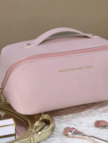 旅行包，PU 皮革旅行包，大容量防水包，开放式扁平化妆包带隔层和手柄化妆品收纳袋/风琴枕化妆包旅行便携式收纳袋 - 彩色 - 查看 6