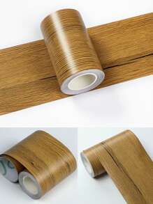 1pc 10m/393inch Realistic Wood Grain Textured Adhesive Tape, Waterproof Repair Sticker For Floor, Furniture, Baseboard, Doorframe, Window Sill