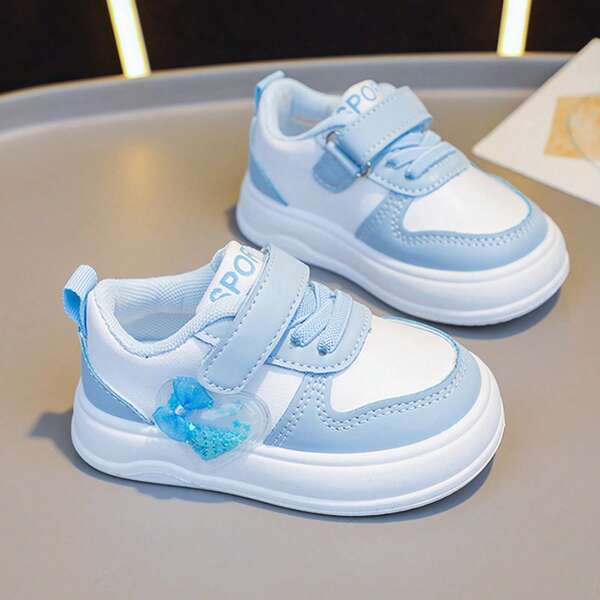 Kids Hook And Loop Sneakers For Boys & Girls, Spring/Autumn New Soft Sole White Sports Shoes For Kindergarten & Elementary School Students