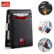 Rfid Blocking Carbon Fiber Men Slim Wallets Credit Card Holder Thin Small Short Purse Male Black Vallet Bifold Wallet For Man