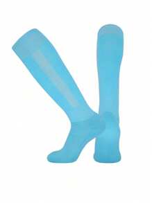 1 Pair Kids/Youths' Professional Anti-Slip Knee-High Football Socks, Moisture-Wicking Thick Terry Towel Bottom, Solid Color, Suitable For 8-12 Years Old Children Outdoor Activities - Multicolor - View 1