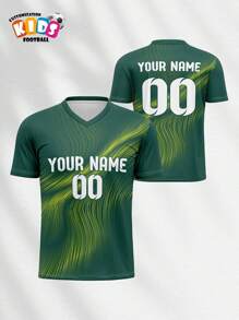 V-Neck Children's Football Jersey, Breathable Quick-Dry Spring/Summer Top, Personalized With Name & Number, Comfortable, Lightweight, Suitable For Boys & Girls, Sports, Casual, Outdoor, Running - Multicolor - View 6