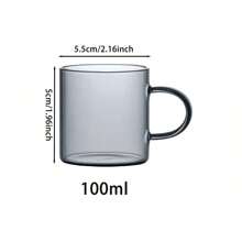 12/6/4/2 Pcs Set 100ml/3.5oz Transparent Smoky Gray High-Quality Glass Tea Cups, Breakfast Coffee Mugs, Creative Water Glasses, Minimalist Heatproof, Suitable For Kitchen, Living Room - Black - View 2