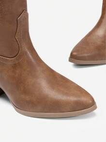 Embroidered Western Boots For Women Comfortable Chunky Heel Pull On Zipper Pointed Toe Knee High Boots Vintage Cowgirl Cowboy Ridding Vacation Boots - Brown - View 8