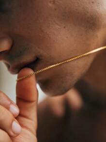 Men's Minimalist 1.8MM Box - Style Stainless - Steel 18K Gold - Plated Chain Necklace: Durable, Non - Fading, Perfect For Sporty & Daily Looks - Multicolor - View 3