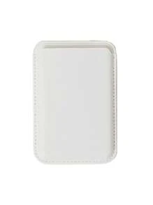 1 pieza Soporte de tarjetas magnético de piel sintética, estuche compacto y práctico para tarjetas, compatible con 12/13/14/15/16 con pegatina trasera para almacenar tarjetas bancarias/de identificación/de acceso y monedas