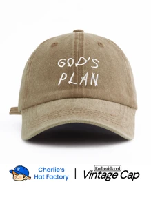 1 件 GOD'S PLAN 刺绣水洗棒球帽，经典休闲时尚复古柔软吸汗带可调节尺寸轻质防晒多功能复古爸爸帽，适合户外运动日常穿着派对度假送给家人和朋友的完美礼物 - GOD'S PLAN - 查看 15