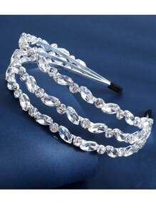 1pc Luxury Rhinestone Inlaid Alloy Bridal Wedding Headpiece - Silver - View 7
