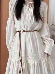 1 件女士精致皮革绳腰带，结饰腰带，适合连衣裙，春夏季 - 彩色 - 查看 2