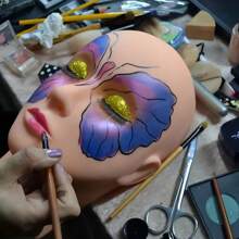 1 pieza Cabeza de maniquí para entrenamiento de extensión de pestañas - Modelo de práctica de extensión de pestañas - Modelo de práctica de masaje de belleza - Cabeza de muñeco para bordado de maquillaje - Material de silicona suave - Herramienta de extensión de pestañas - Multicolor - Ver 5