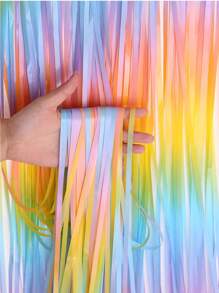 柔和的金属丝流苏窗帘，3.3 x 6.6 英尺彩虹金属箔派对窗帘，复活节、生日、性别揭晓、独角兽主题派对的窗帘飘带背景 - 彩色 - 查看 7