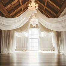 78"/118"/315" Large Size Elegant White Chiffon Voile Wedding Arch Curtain Backdrop, Suitable For Ceremony And Stage Decoration, Wedding Decor - Multicolor - View 5