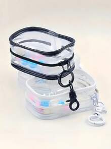 1pc Mini Clear Travel Storage Bag - Portable Organizer For Dolls With Keychain, Earphones, Cables, Lipsticks, Keys, Small Accessories With Zipper Closure, Non-Painted Edges, And No Print Design, Perfect For Travel And Daily Use Travel Essentials Travel Accessories Travel Must Haves - Multicolor - View 7