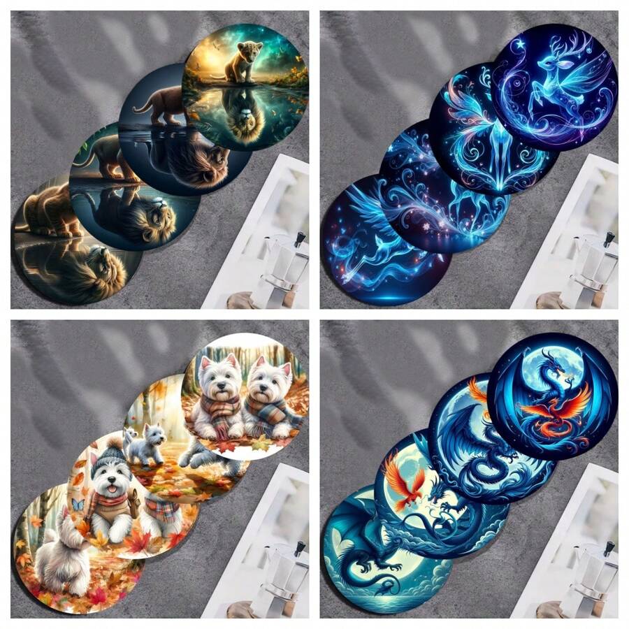 4 đồ trang trí bằng gỗ sơn hình động vật đáng yêu thích hợp cho gia đình, nhà bếp, bàn làm việc văn phòng, phụ kiện bàn làm việc cho người lớn - Nhiều màu - Xem 1