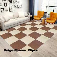 10/20/30 件机制聚酯纤维地毯砖，30 厘米 X 30 厘米，条纹图案，防滑，轻质，防水，簇绒编织，柔软住宅，无缝外观 - 彩色 - 查看 14