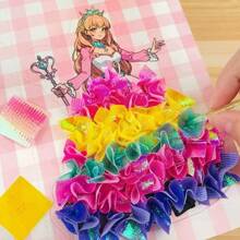 4 件/套圆点艺术、公主幻想卡通圆点贴纸、女孩装扮贴纸书、贴纸工艺品、手绘圆点艺术、DIY 工艺套件、装扮贴纸 [参考最后一张图像进行批量订购] [实际产品包括 4 张贴纸、1 个工艺套件和 1 支笔] - 彩色 - 查看 2