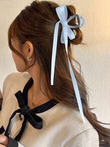 1个女士优雅黑色丝带蝴蝶结亚克力发爪夹，时尚舞厅风格，适合派对、聚会、旅行和各种场合的发夹，发卡，发夹，发抓夹，发爪夹，休闲秋冬发饰，适合女士度假装扮和夏季装扮。 - 黑色 - 查看 13