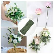 40 chiếc Thân cây hoa giả, Gói giá trị Nghệ thuật hoa Dây keo Gói Cột hoa Vật liệu thủ công Cột hoa xanh Cột hoa hồng Dây xanh Cột cành hoa Lá Dây sắt Vật liệu thủ công DIY Phụ kiện - màu xanh lá - Xem 9